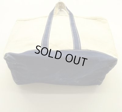 画像7: 70'S LL Bean ガイドライン1本 キャンバス トートバッグ ネイビー/オフホワイト USA製 (VINTAGE)