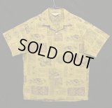 50'S MADE IN CALIFORNIA 三角タグ コットン100% アロハシャツ カーキベース USA製 (VINTAGE)