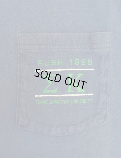 画像5: 90'S TEXAS CHRISTIAN UNIVERSITY 両面プリント ポケット付き Tシャツ ネイビー (VINTAGE)