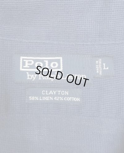 画像2: 90'S RALPH LAUREN "CLAYTON" リネン/コットン 半袖 オープンカラーシャツ ネイビー (VINTAGE)