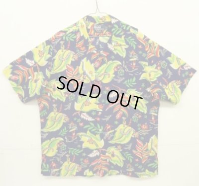 画像1: 90'S RALPH LAUREN "CALDWELL" ビスコース 半袖 オープンカラーシャツ 総柄 (DEADSTOCK)