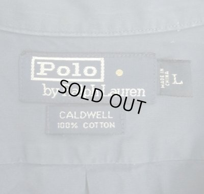 画像2: 90'S RALPH LAUREN "CALDWELL" コットン 同色ロゴ 半袖 オープンカラーシャツ ネイビー (VINTAGE)
