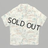 60'S ALOHA SHIRT "三角タグ" レーヨン 半袖 オープンカラーシャツ 総柄 (VINTAGE)