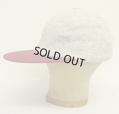 画像4: 90'S J.CREW 旧タグ スウェット/ツイル 6パネルキャップ アッシュグレー/バーガンディ (DEADSTOCK)