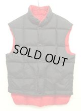 70'S COMFY リバーシブル スクエアキルト ダウンベスト ブラック/レッド (VINTAGE)