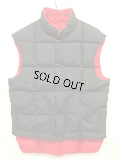 画像1: 70'S COMFY リバーシブル スクエアキルト ダウンベスト ブラック/レッド (VINTAGE)