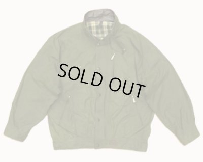 画像1: 90'S BARBOUR 3クレスト 旧タグ "WAX COTTON BLOUSON" 襟レザー ショート丈 オイルドジャケット オリーブ イングランド製 (VINTAGE)