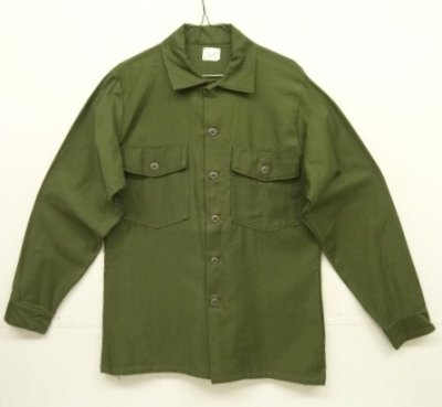 画像1: 60'S アメリカ軍 US ARMY "OG107" コットンサテン ユーティリティシャツ (DEADSTOCK)