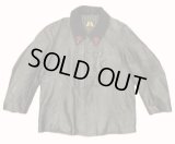 50'S L'IDEAL フランス 襟ウール 裏地ストライプ レザー ファイヤーマンコート ブラック (VINTAGE)