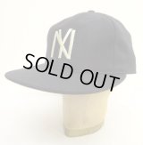 COOPERSTOWN BALL CAP "NEWYORK BLACK YANKEES" 汗止め＆バックストラップレザー製 ウールキャップ ネイビー USA製 (NEW)