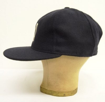 画像3: COOPERSTOWN BALL CAP "NEWYORK BLACK YANKEES" 汗止め&バックストラップレザー製 ウールキャップ ネイビー USA製 (NEW)