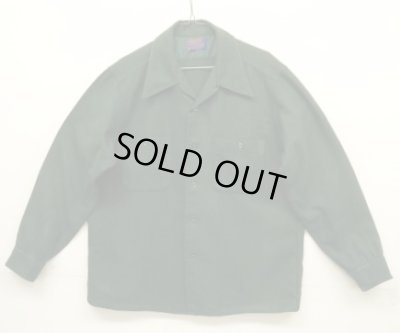画像1: 70'S PENDLETON "BOARD SHIRT" ウール オープンカラーシャツ ダークグリーン USA製 (VINTAGE)