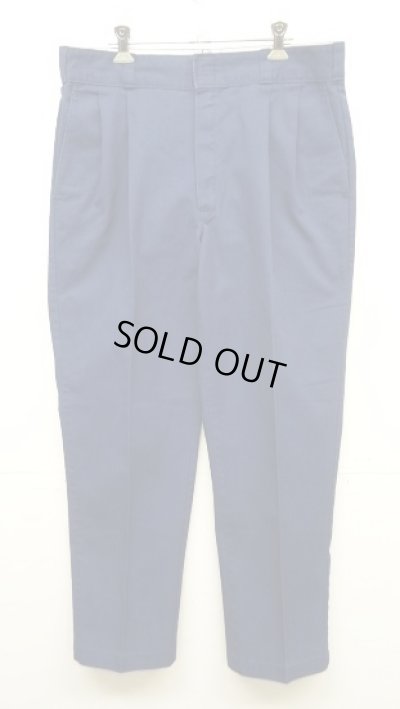 画像1: 90'S DICKIES ツープリーツ ワークパンツ ネイビー W34L30 USA製 (VINTAGE)