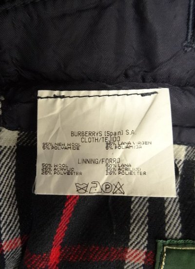 画像4: 90'S BURBERRYS チンスト付き ウール ラグランスリーブ ハーフコート ネイビー スペイン製 (VINTAGE)