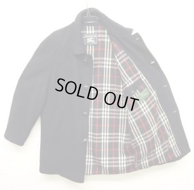 画像5: 90'S BURBERRYS チンスト付き ウール ラグランスリーブ ハーフコート ネイビー スペイン製 (VINTAGE)