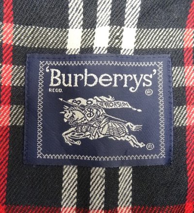 画像2: 90'S BURBERRYS チンスト付き ウール ラグランスリーブ ハーフコート ネイビー スペイン製 (VINTAGE)