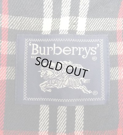 画像2: 90'S BURBERRYS チンスト付き ウール ラグランスリーブ ハーフコート ネイビー スペイン製 (VINTAGE)