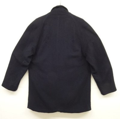 画像6: 90'S BURBERRYS チンスト付き ウール ラグランスリーブ ハーフコート ネイビー スペイン製 (VINTAGE)
