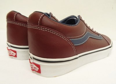 画像4: VANS "SALES SAMPLE" WARD オールレザー スニーカー ブラウン/ネイビー (一点物/NEW)