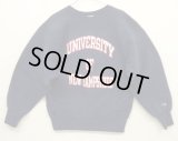 90'S CHAMPION "三段プリント" 刺繍タグ リバースウィーブ ネイビー USA製 (VINTAGE)