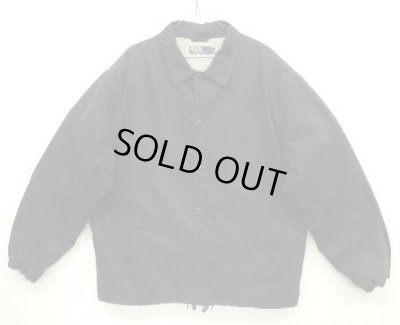 画像1: 90'S RALPH LAUREN 裏地スウェット コーチジャケット ダークネイビー (VINTAGE)