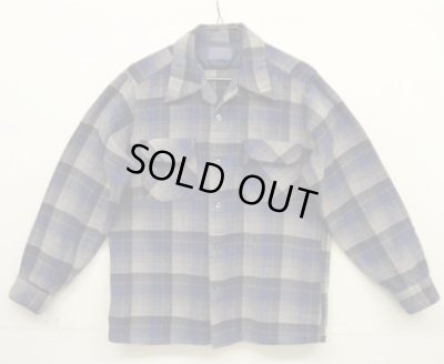 画像1: 70'S PENDLETON "BOARD SHIRT" ウール オープンカラーシャツ チェック柄 USA製 (VINTAGE)