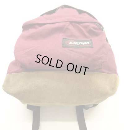 画像4: 80'S EASTPAK 旧タグ ボトムレザー ナイロン バックパック バーガンディ USA製 (VINTAGE)