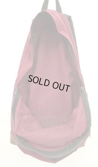 画像5: 80'S EASTPAK 旧タグ ボトムレザー ナイロン バックパック バーガンディ USA製 (VINTAGE)