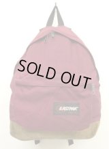 80'S EASTPAK 旧タグ ボトムレザー ナイロン バックパック バーガンディ USA製 (VINTAGE)