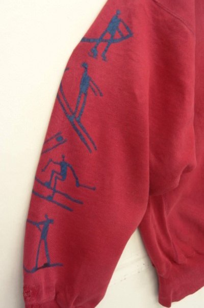 画像4: 90'S CHAMPION "両面&右袖プリント" 刺繍タグ リバースウィーブ ダークレッド USA製 (VINTAGE)