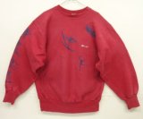 90'S CHAMPION "両面＆右袖プリント" 刺繍タグ リバースウィーブ ダークレッド USA製 (VINTAGE)