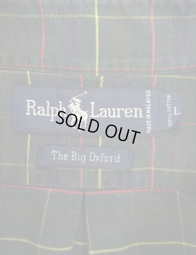 画像2: 90'S RALPH LAUREN "THE BIG OXFORD" 裾ロゴ刺繍 オックスフォード 長袖 BDシャツ チェック柄 (VINTAGE)