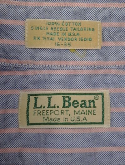 画像2: 80'S LL Bean オックスフォード 長袖 BDシャツ ストライプ USA製 (VINTAGE)