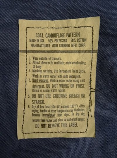 画像6: アメリカ軍 PX品 "VITIN GARMENT MFG CORP製" BDUジャケット ネイビー USA製 (DEADSTOCK)