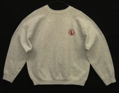 画像1: 90'S SADD ラグランスリーブ クルーネック スウェットシャツ ヘザーグレー USA製 (VINTAGE)
