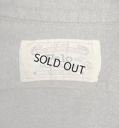 画像2: 80'S RALPH LAUREN "白タグ" メタルボタン シャンブレー ワークシャツ ブラック (VINTAGE)