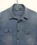 画像3: 90'S RALPH LAUREN チンスト付き メタル猫目ボタン シャンブレー ワークシャツ ブルー (VINTAGE) (3)