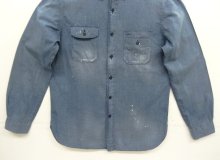 他の写真3: 90'S RALPH LAUREN チンスト付き メタル猫目ボタン シャンブレー ワークシャツ ブルー (VINTAGE)