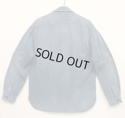 画像5: 90'S RALPH LAUREN チンスト付き メタル猫目ボタン シャンブレー ワークシャツ ブルー (VINTAGE)
