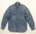 画像1: 90'S RALPH LAUREN チンスト付き メタル猫目ボタン シャンブレー ワークシャツ ブルー (VINTAGE) (1)
