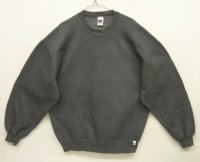 90'S RUSSELL ATHLETIC 前Vガゼット付き クルーネック スウェットシャツ チャコール メキシコ製 (VINTAGE)