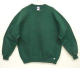 90'S RUSSELL ATHLETIC 前Vガゼット付き クルーネック スウェットシャツ ダークグリーン USA製 (VINTAGE)
