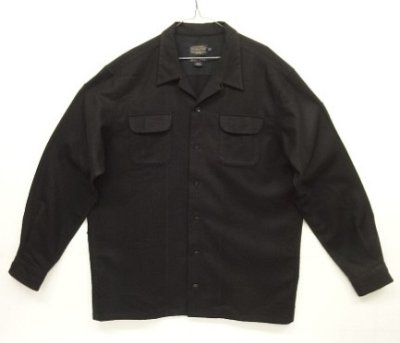 画像1: 00'S PENDLETON "BOARD SHIRT" ウール オープンカラーシャツ ブラック (USED)