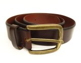 90'S LL Bean "SOLID BRASSバックル" レザーベルト ブラウン UK製 (VINTAGE)