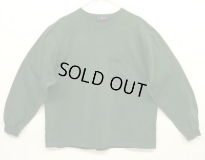 画像1: 90'S J.CREW 旧タグ ポケット付き 長袖 Tシャツ グリーン USA製 (VINTAGE)