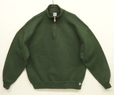 画像1: 90'S RUSSELL ATHLETIC ハーフジップ スウェットシャツ オリーブ メキシコ製 (VINTAGE)