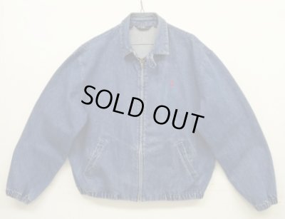 画像1: 90'S RALPH LAUREN 三角タグ チンスト付き デニム ドリズラージャケット インディゴ USA製 (VINTAGE)