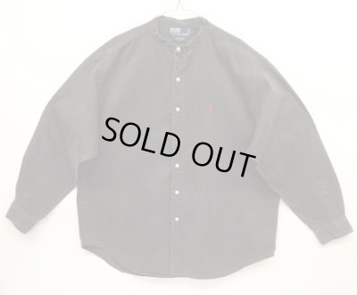 画像1: 90'S RALPH LAUREN "POSTBOY" 長袖 バンドカラーシャツ フェードブラック (VINTAGE)