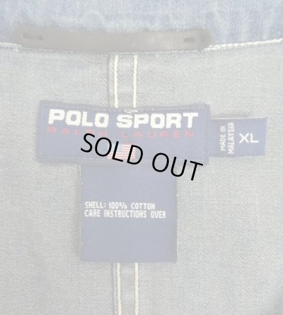 画像2: 90'S RALPH LAUREN "POLO SPORT" レザータグ デニム カバーオール インディゴ (VINTAGE)