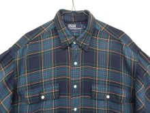 他の写真1: 90'S RALPH LAUREN レーヨン100% フラップ付きポケット 長袖 シャツ チェック柄 (VINTAGE)